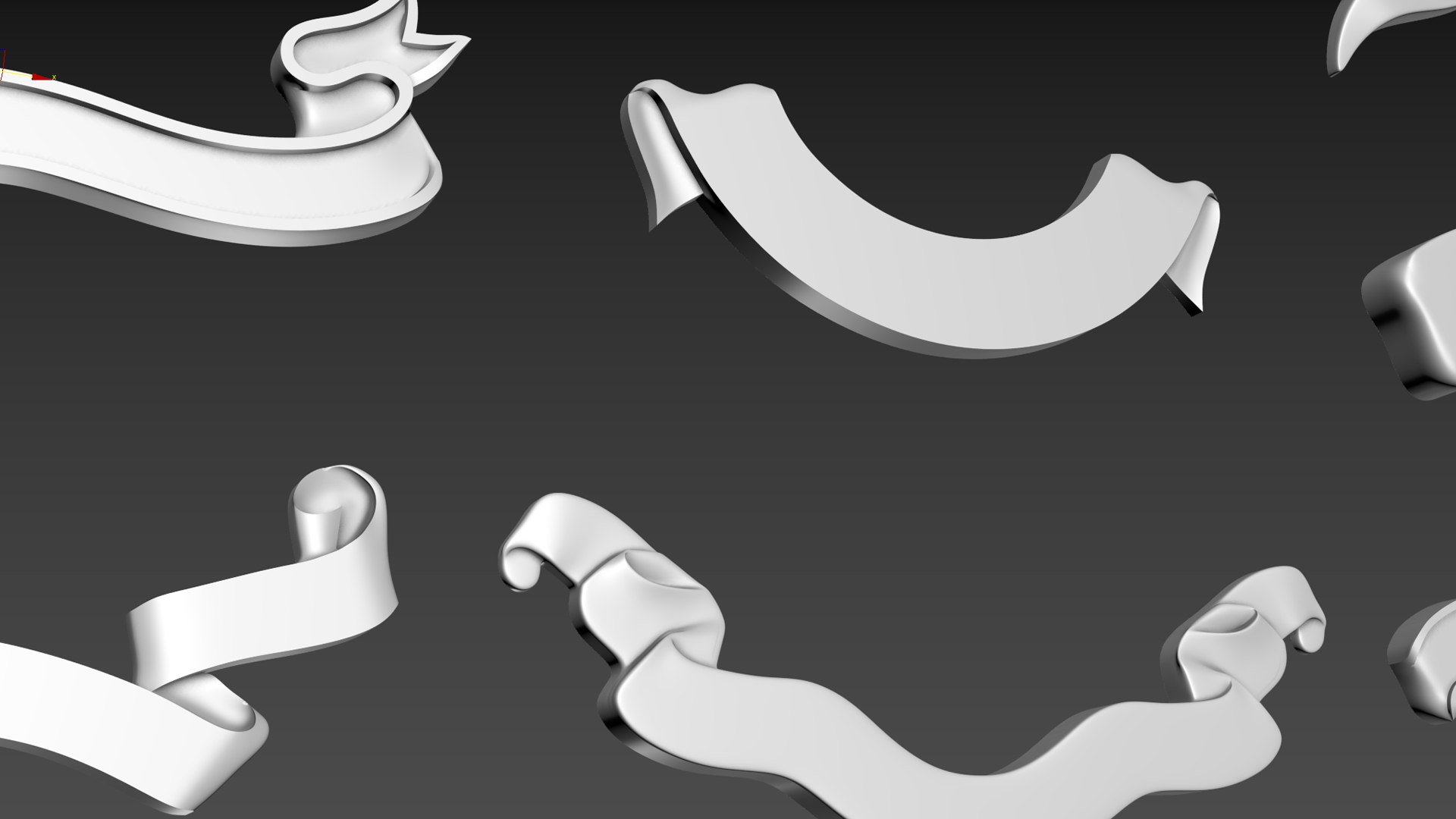 3D Model Ribbons For Inscription Logo Emblem 9pcs - TurboSquid 2341650