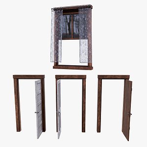 Old Wooden Door and Window Pack Game Ready