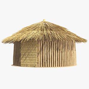 3D African Wooden Thatched Hut model