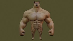 3D muscle shiba dog