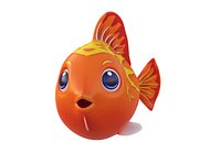 Red Lyretall Molly animated fish low poly toon
