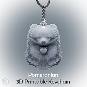 Pomeranian Dog Keychain STL 3D