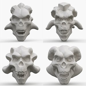 4 Monster Skull Reliefs 3D model