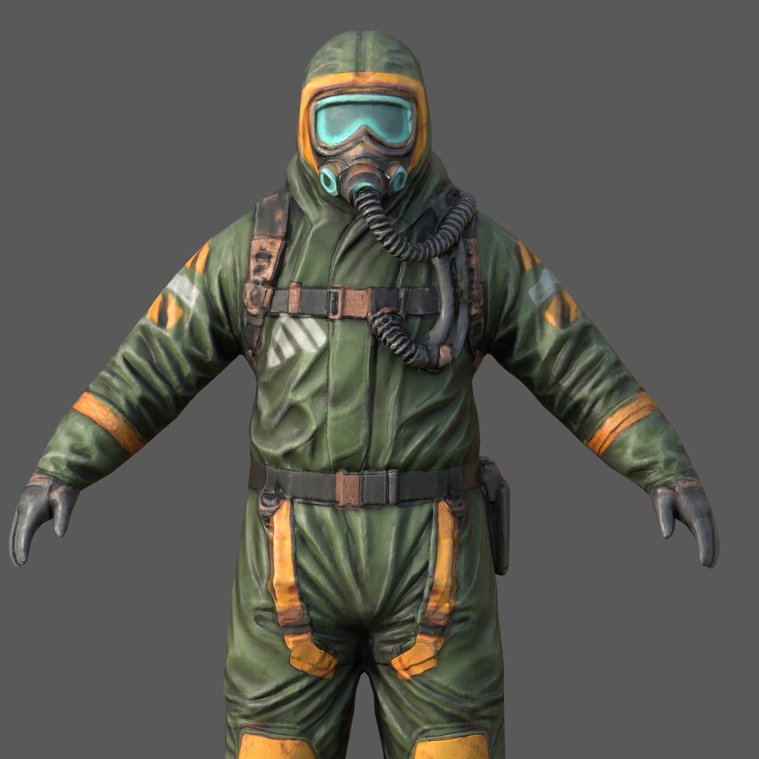 Sci-Fi Hazmat Suit Low Poly PBR Post Apocalyptic Survivor Low-poly 3D ...