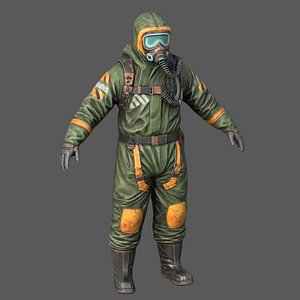 Sci-Fi Hazmat Suit Low Poly PBR Post Apocalyptic Survivor Low-poly 3D model