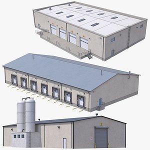 3D 3 PBR Industrial Buildings Collectio