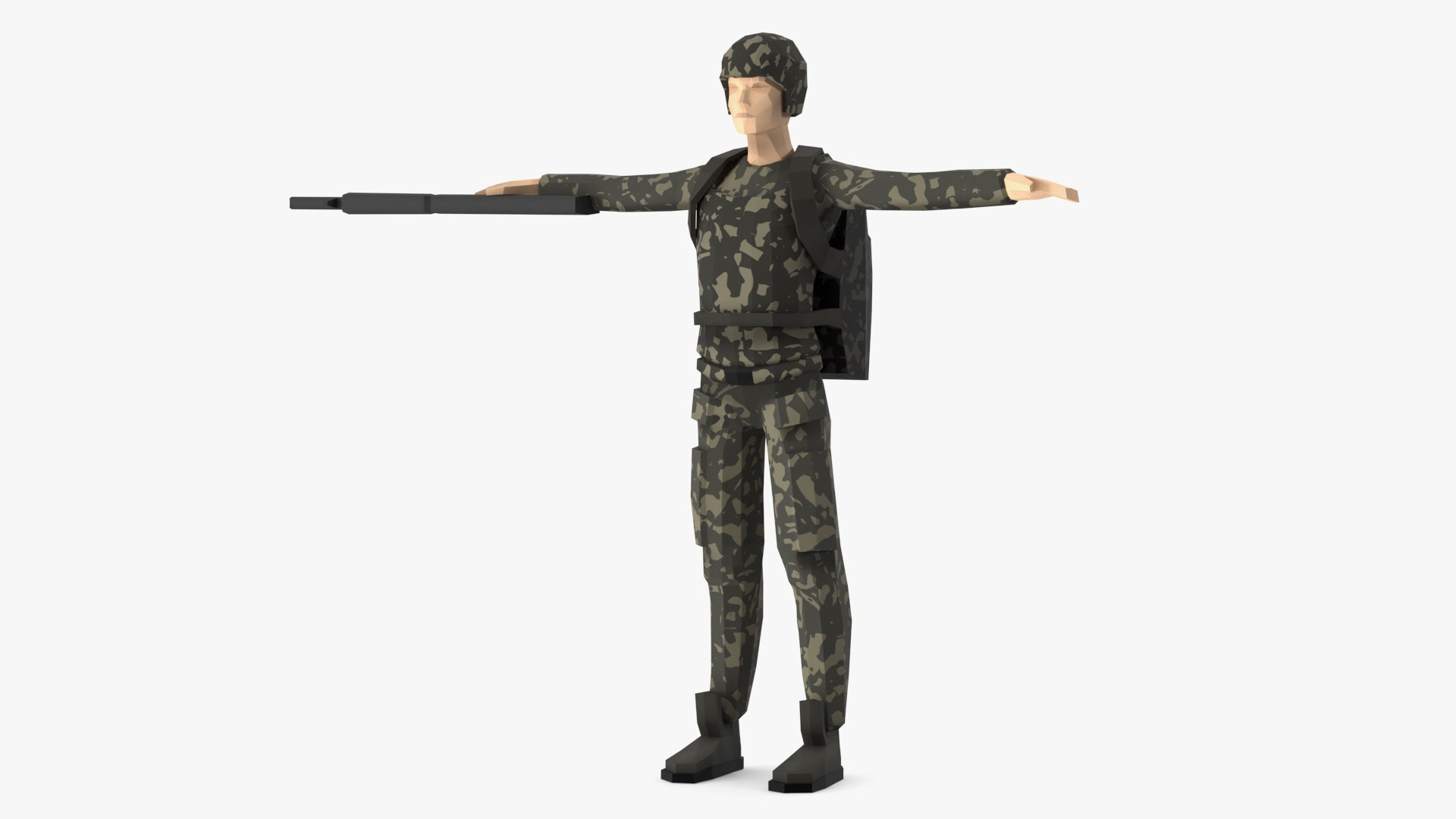 Soldier Low Poly Rigged 3D model preview