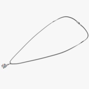 3D Silver Necklace with Gem