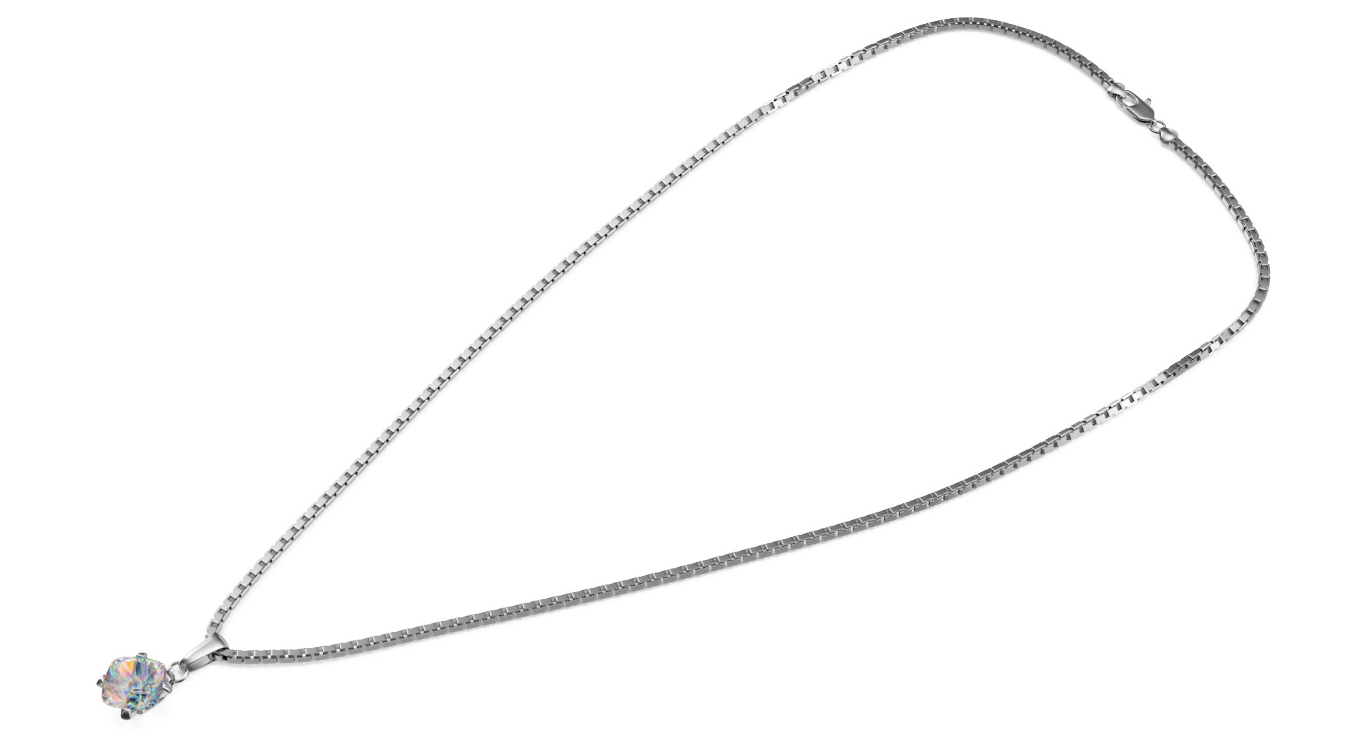 Silver Necklace with Gem 3D model preview