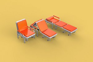 3D model AUTOMATIC FOLDING HYDRAULIC ATTENDANT CHAIR BED WAITING HOSPITAL
