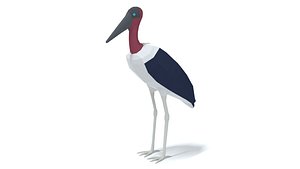 3D Low Poly Cartoon Marabou Stork model