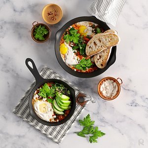 Shakshuka with Spinach and Harissa
