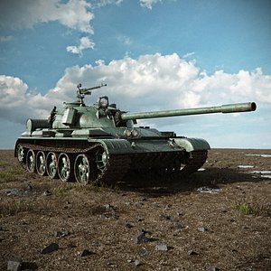 tank t-55 scene 3d model