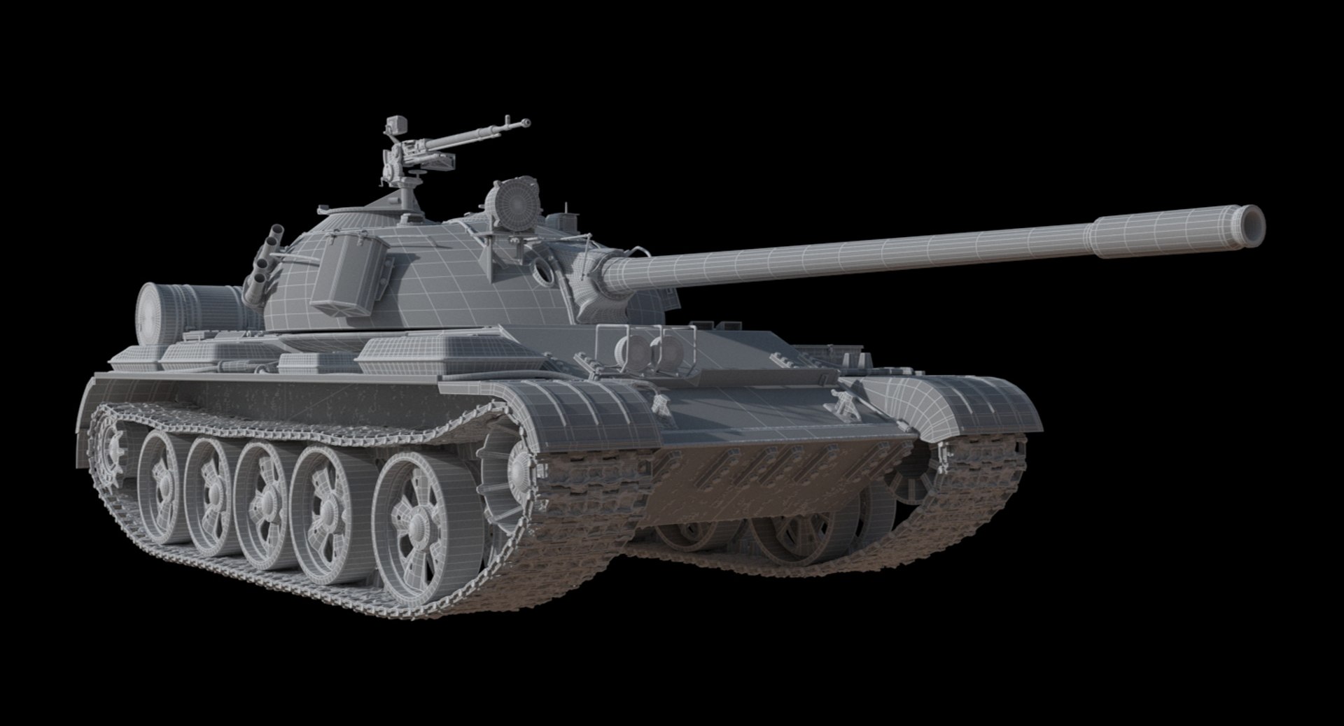 Tank T-55 Scene 3d Model