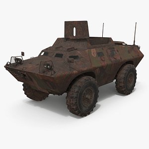 3D Military APC with Camouflage Dirty Rusted Old with Interior model