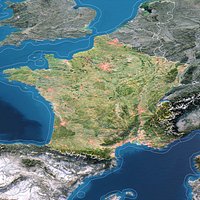 France Map - 26K Realistic Satellite Terrain - Elevation