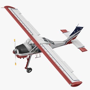 Civil Airplane PZL 104 Wilga Flag Color Rigged for Cinema 4D 3D