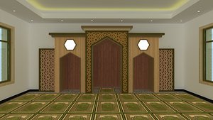 Mosque inside moslem prayer 3D model
