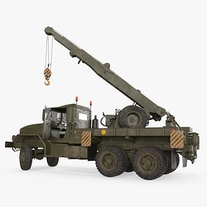 Army Wrecker Crane Truck Dirty Rigged for Cinema 4D