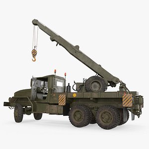 Army Wrecker Crane Truck Dirty Rigged for Cinema 4D