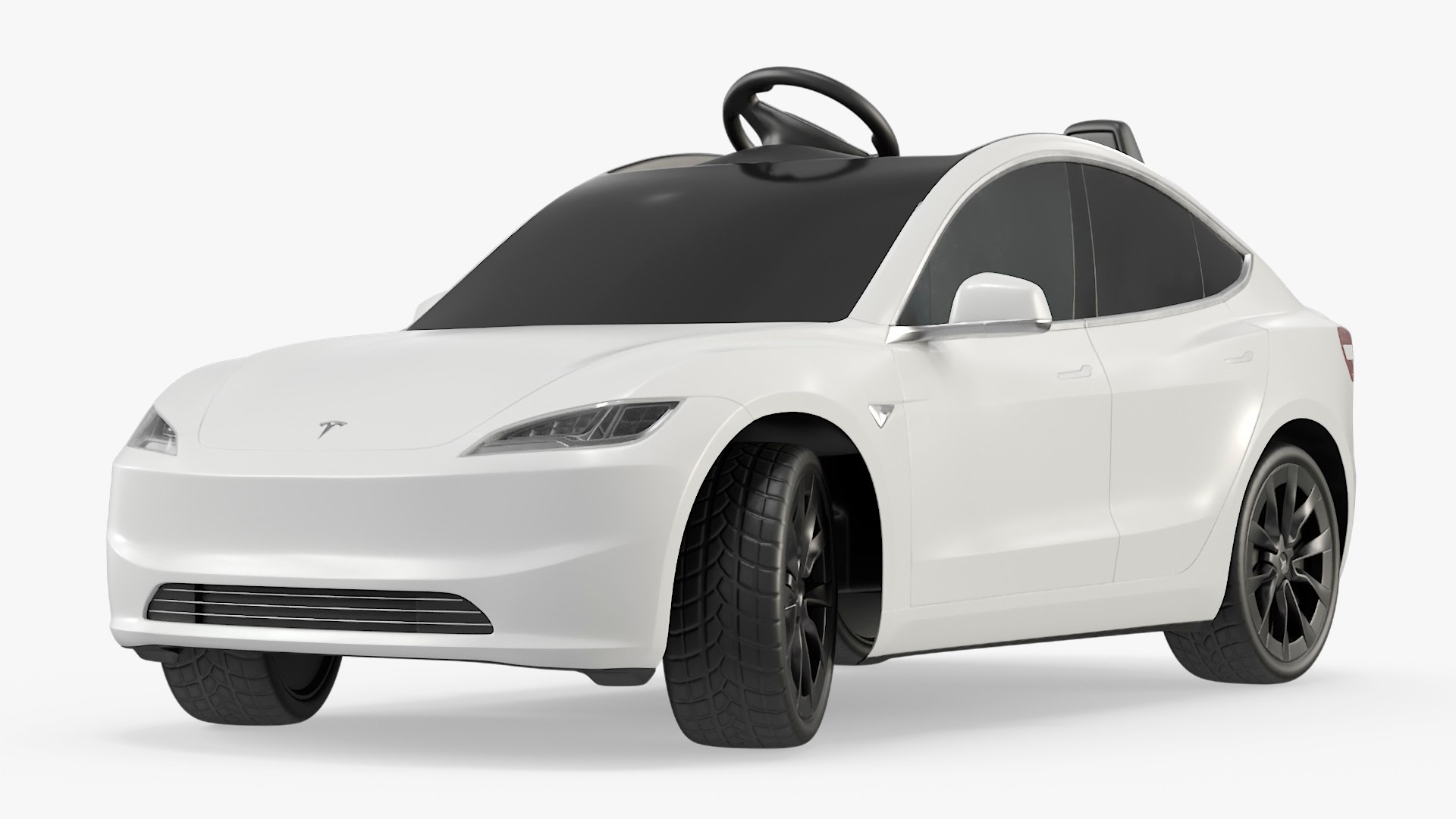 Luxury Kids Ride-On Tesla Inspired White Rigged for Maya 3D model preview