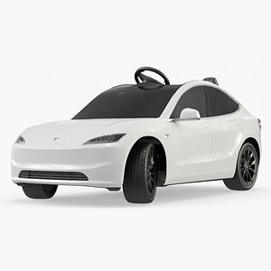 Luxury Kids Ride-On Tesla Inspired White Rigged for Maya