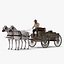 3D Gold Rush Miner with Wagon and Horses model