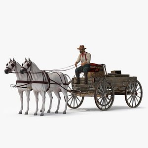 Gold Rush Miner with Wagon and Horses