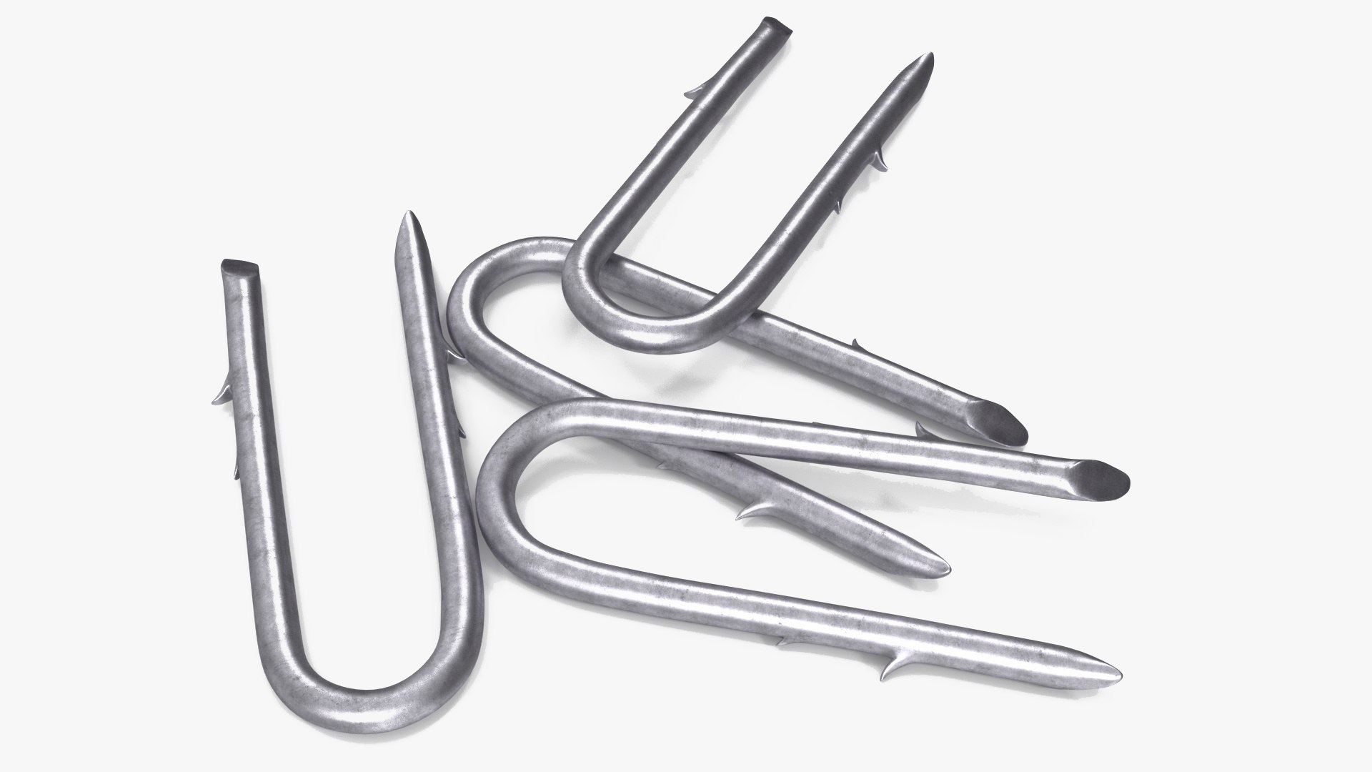 Pile Of U-type Flat Head Nails Double Barbed 3D Model - TurboSquid 2210659