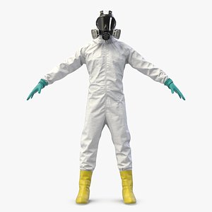 3D white hazmat worker clothes