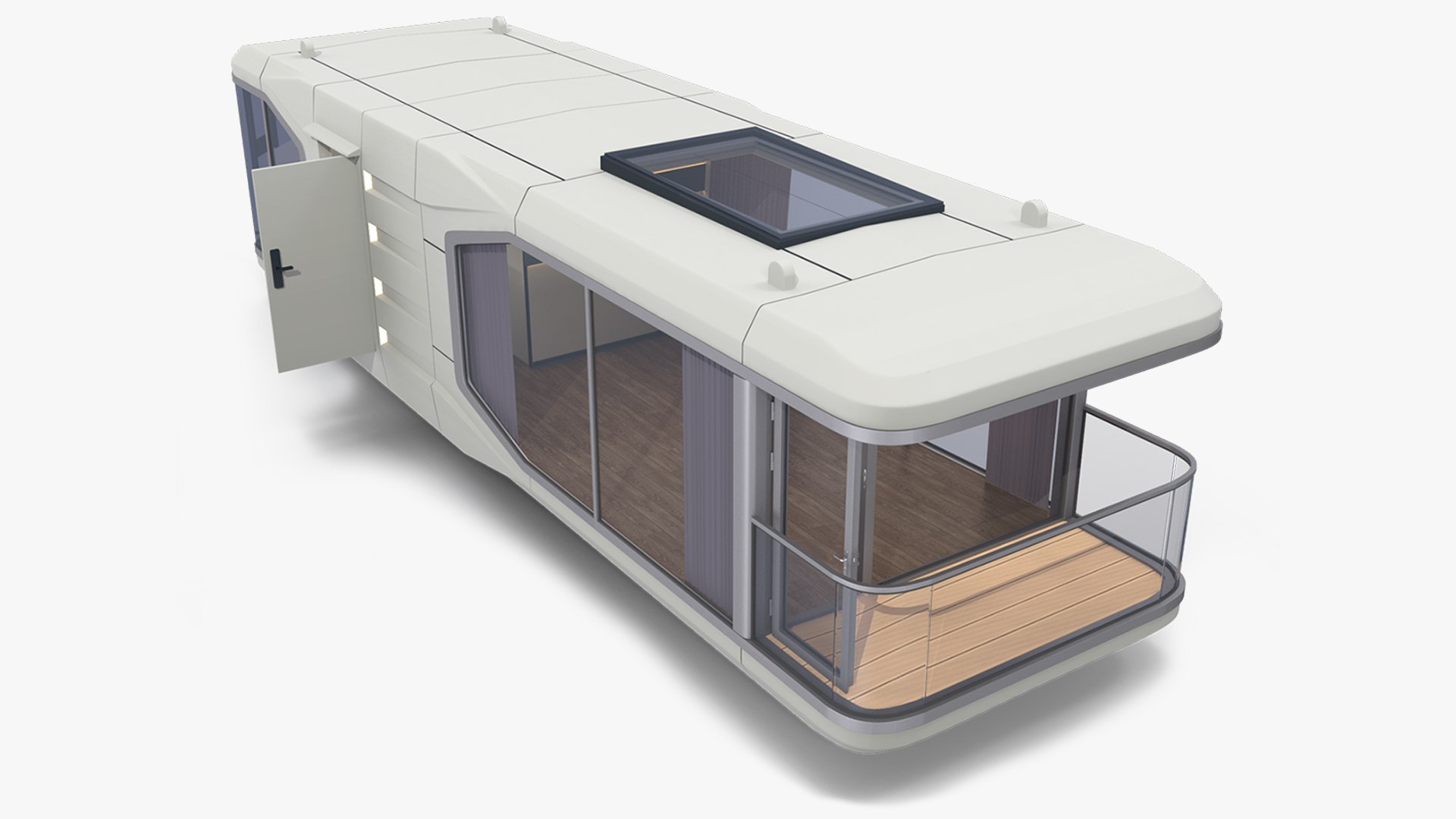 Futuristic Capsule House Lights On 3D model preview