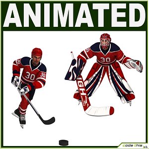 Hockey Player and Hockey Goalkeeper CG