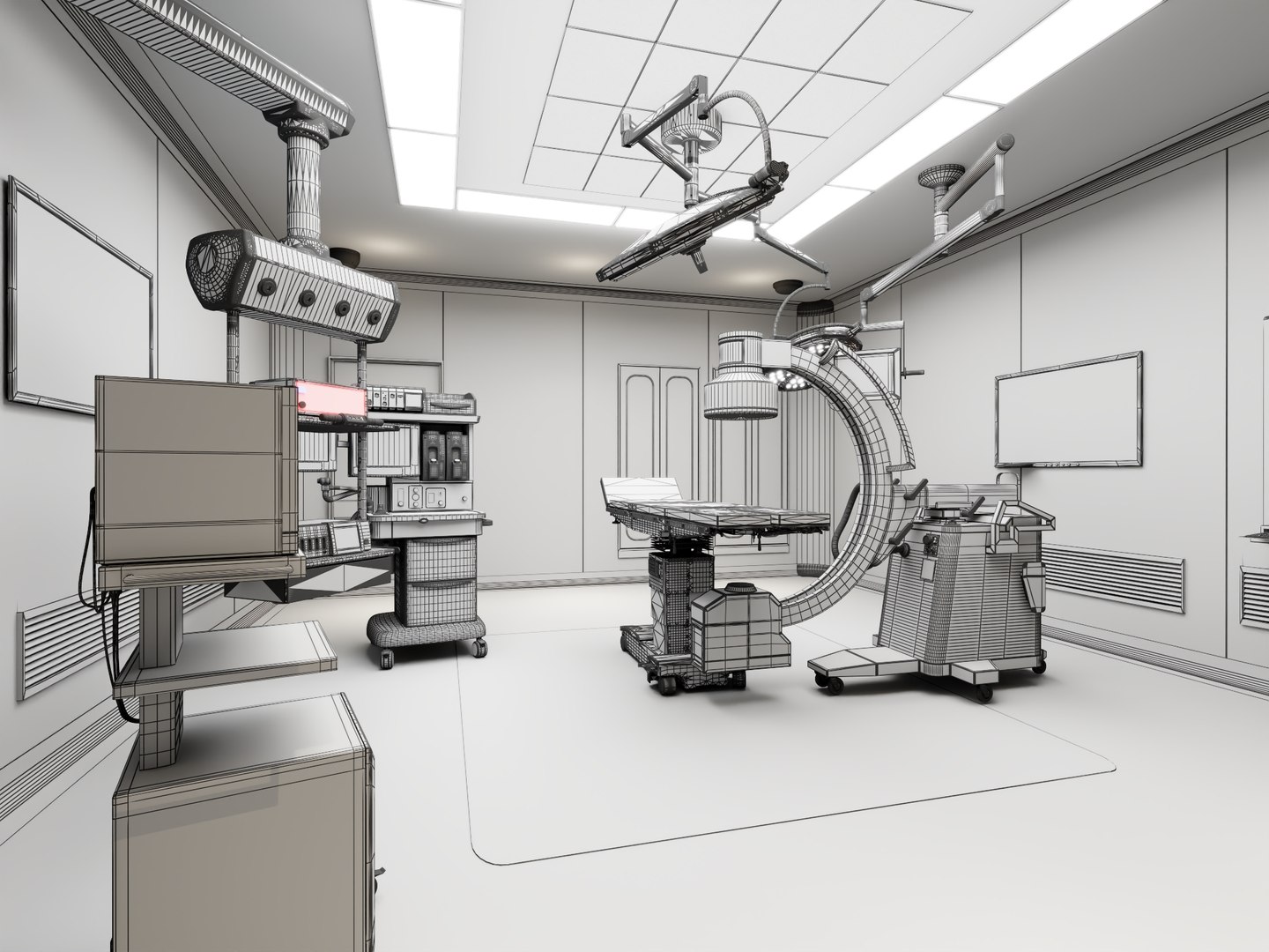 Operating Room Hospital Surgical Interior PBR Game Ready 3D Model ...