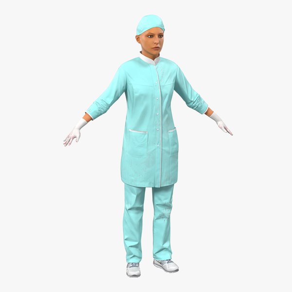 female surgeon mediterranean blood 3d model