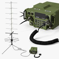 Radio AN-PRC-117G Falcon III with SATCOM Antenna Game Ready