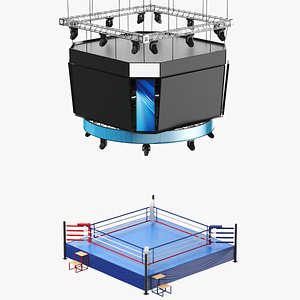 Detailed Boxing Ring With Jumbotron
