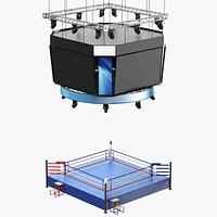 Detailed Boxing Ring With Jumbotron