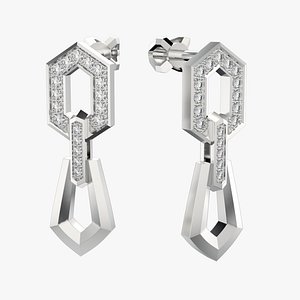 Gold earring stud chains E29 3D print model 3D model