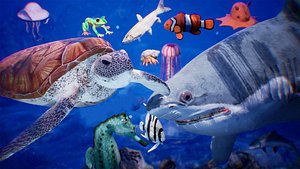 Sea Animals 12 Meshes 3D model