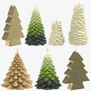 christmas trees shaped candles 3D model