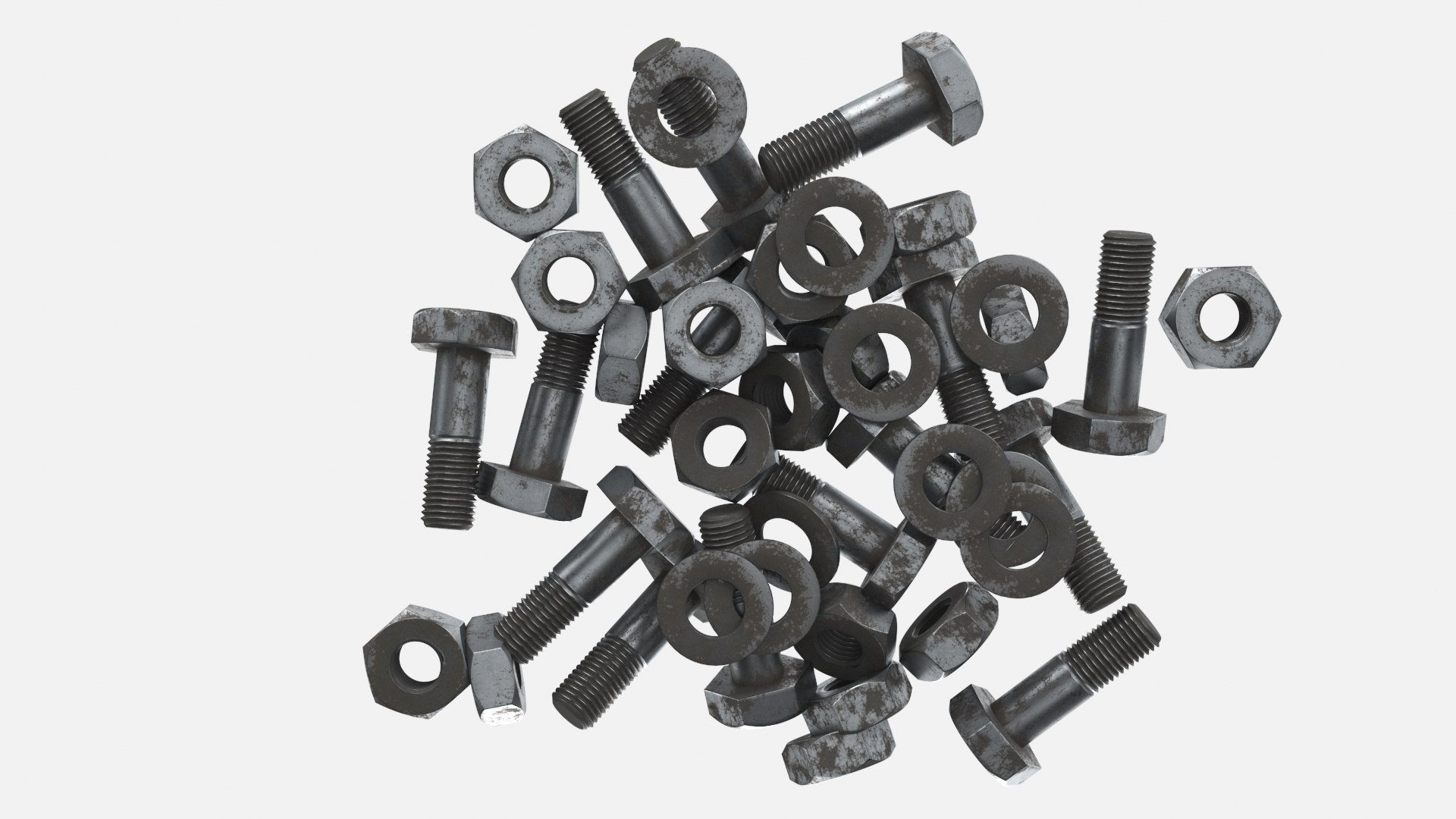 Steel Rusted Hex Bolts Nuts 3D Model TurboSquid 2117485