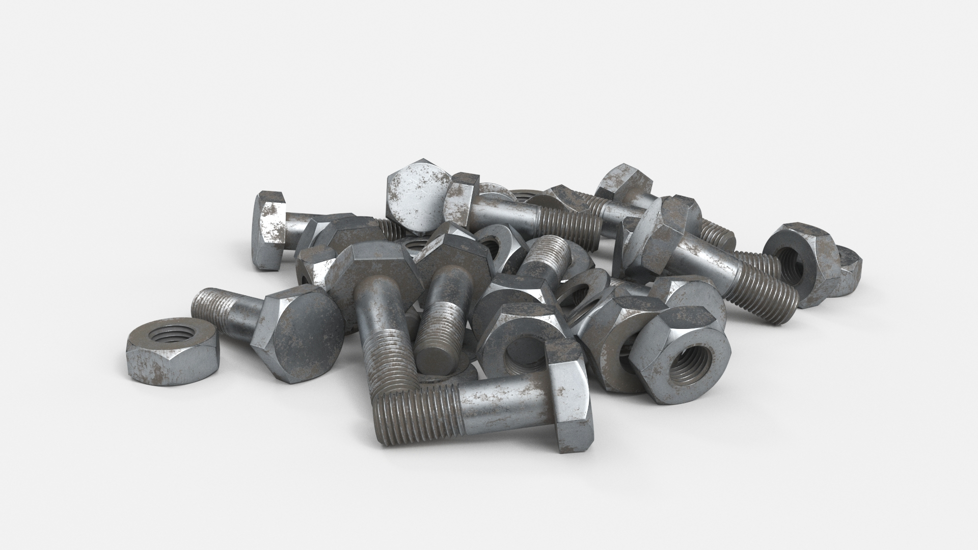 Steel Rusted Hex Bolts Nuts 3D Model TurboSquid 2117485