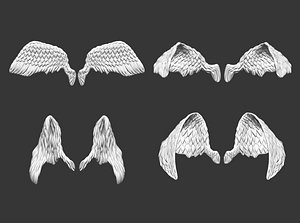 3D 20 Mid poly statue and sculpture angel wings IMM brush set for Zbrush OBJ files model