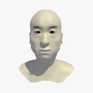 Rigged 70 Year Old Asian Male Base Head Mesh V1