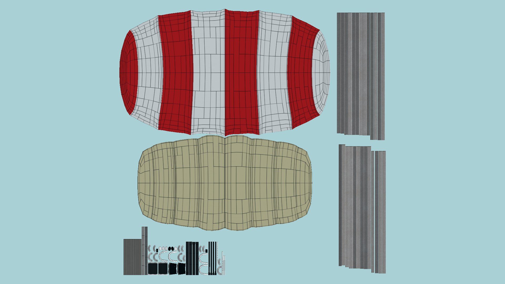 3D Model Parachute A01 Red White - Character Accessories Design ...
