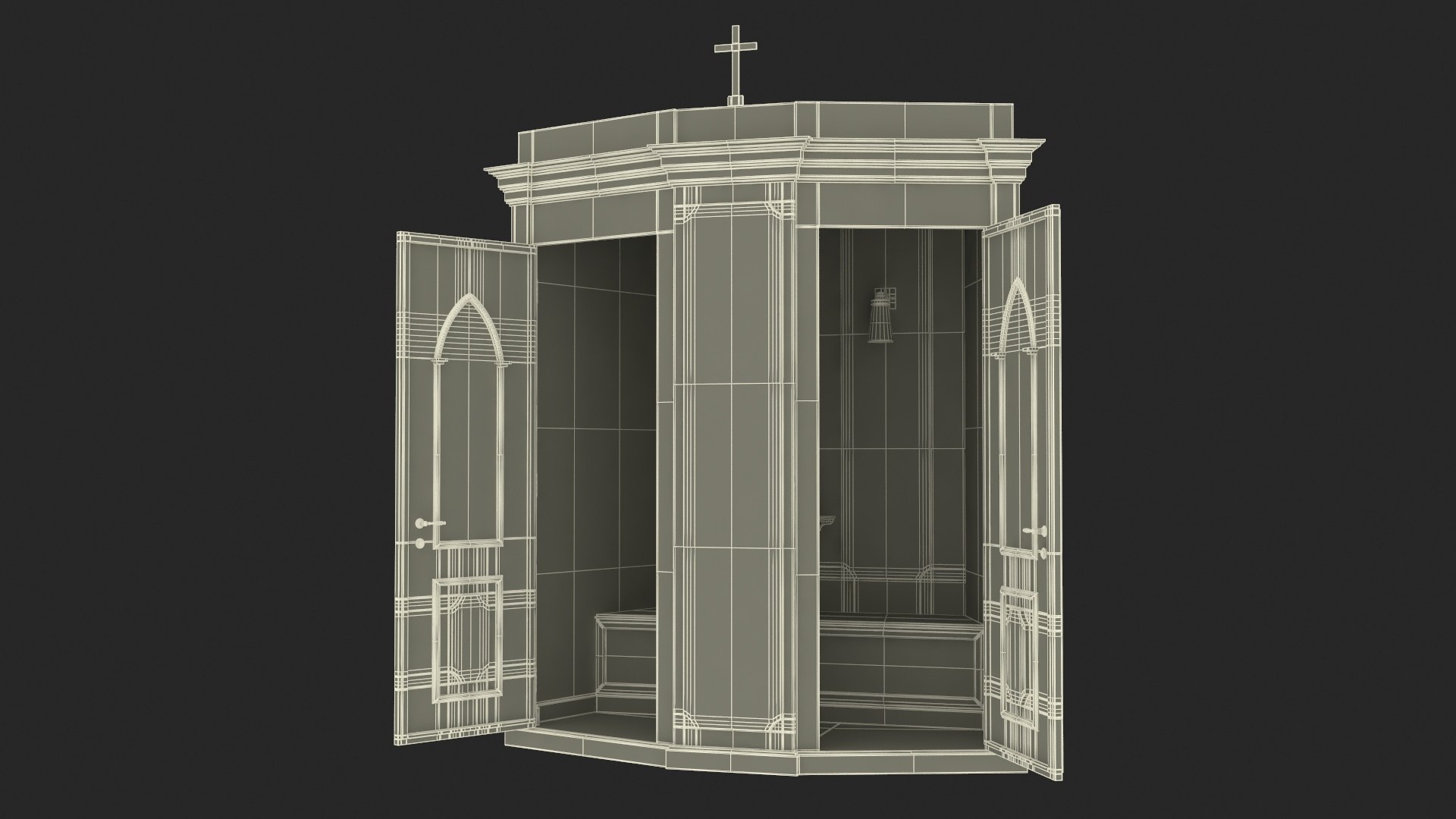 Wooden Confessional Booth Model - TurboSquid 2240488