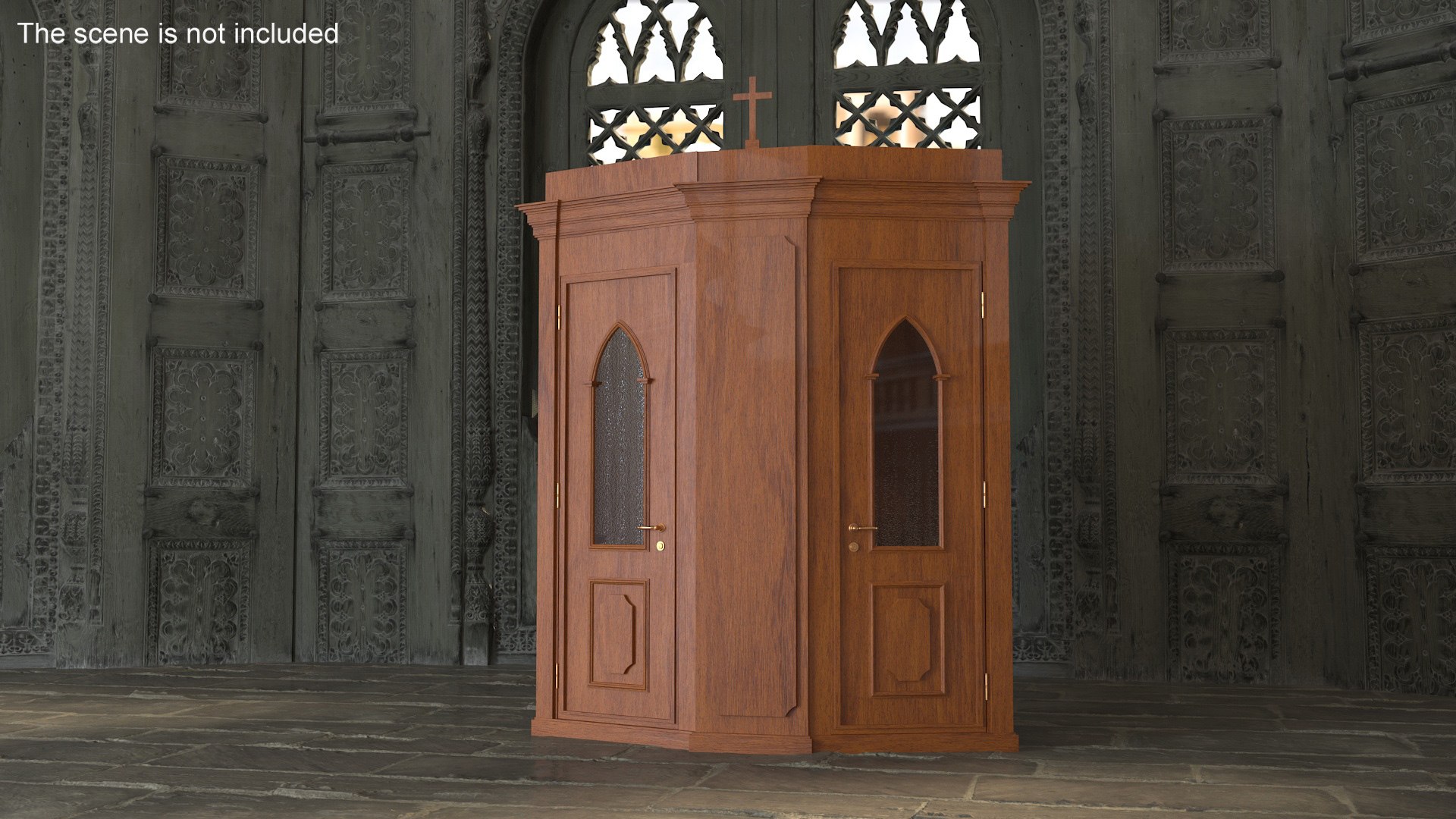 Wooden Confessional Booth Model - TurboSquid 2240488