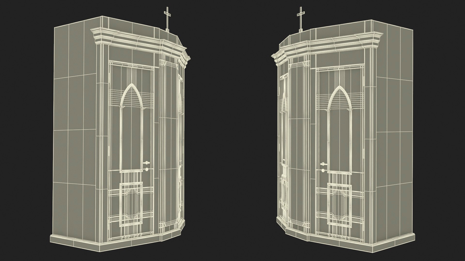Wooden Confessional Booth Model - TurboSquid 2240488