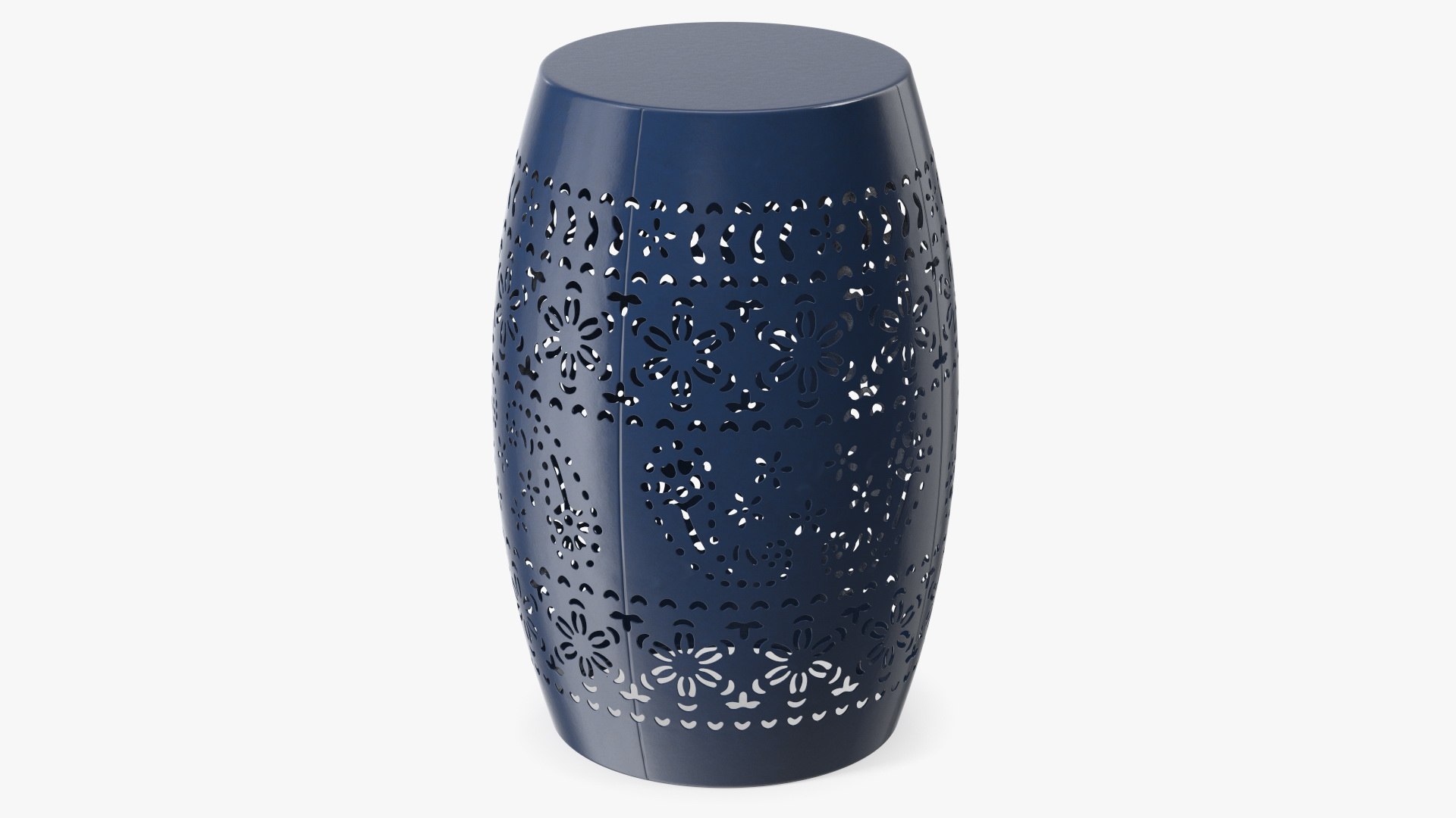 Garden Metal Drum Table Blue 3D model preview