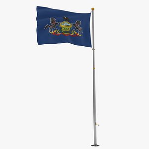 3D Pole Flag Pennsylvania model